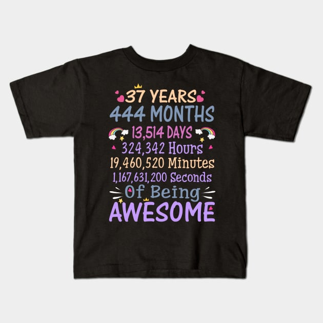 Birthday Gift 37 Years Old Being Awesome Kids T-Shirt by CelineTootd